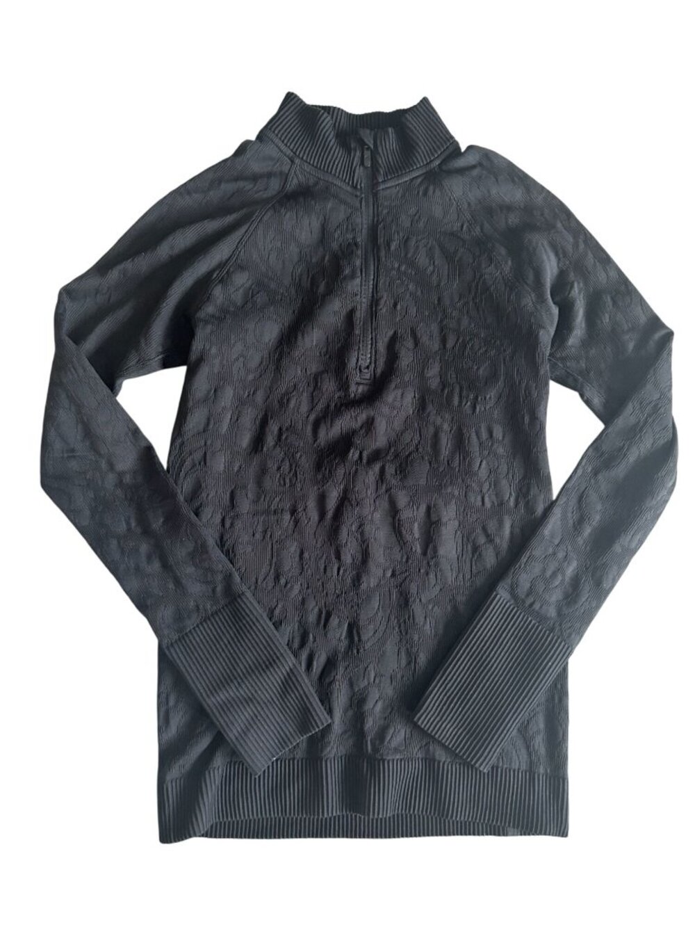 LULULEMON Womens Black Seamless Floral Zip Size 8
